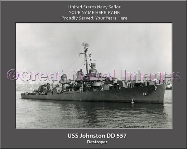 USS Johnston DD 557 Persomalized Navy Ship Photo