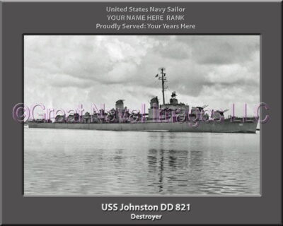USS Johnston DD 821 Persomalized Navy Ship Photo