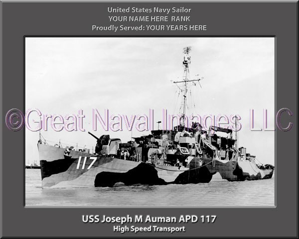 USS Joseph M Auman APD 117 Personalized Navy Ship Photo
