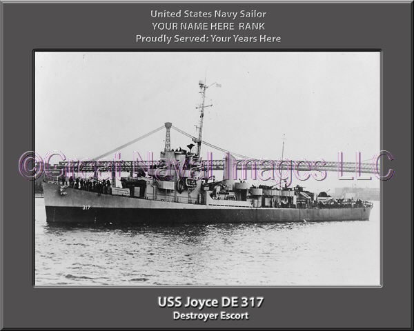 USS Joyce DE 317 Persomalized Navy Ship Photo