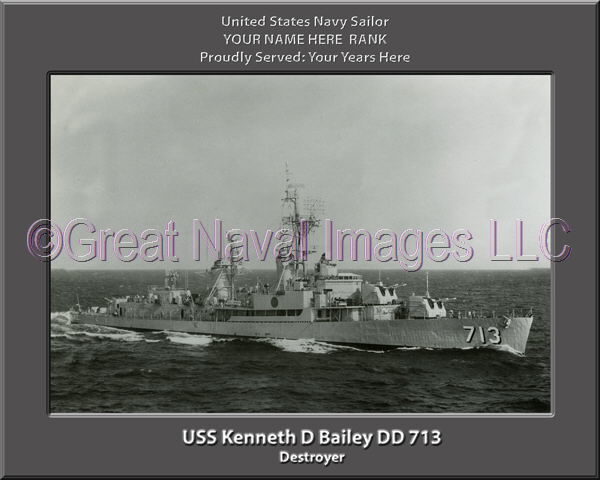 USS Kenneth D Bailey DD 713 Personalized Navy Ship Photo