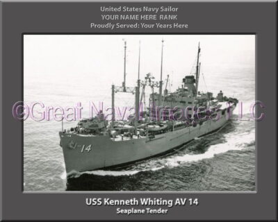 USS Kenneth Whiting AV 14 Personalized Navy Ship Photo