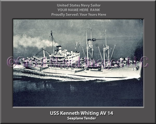 USS Kenneth Whiting AV 14 Personalized Navy Ship Photo