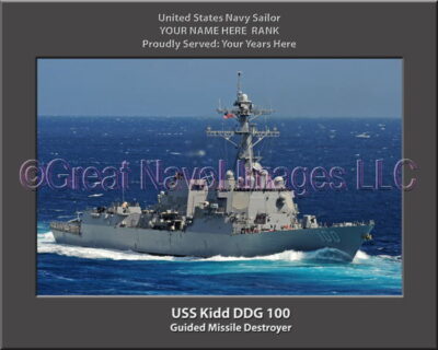 USS Kidd DDG 100 Personalized Navy Ship Photo