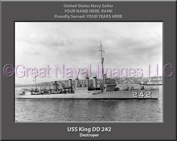 USS King DD 242 Personalized Navy Ship Photo