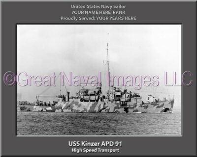 USS Kinzer APD 91 Personalized Navy Ship Photo
