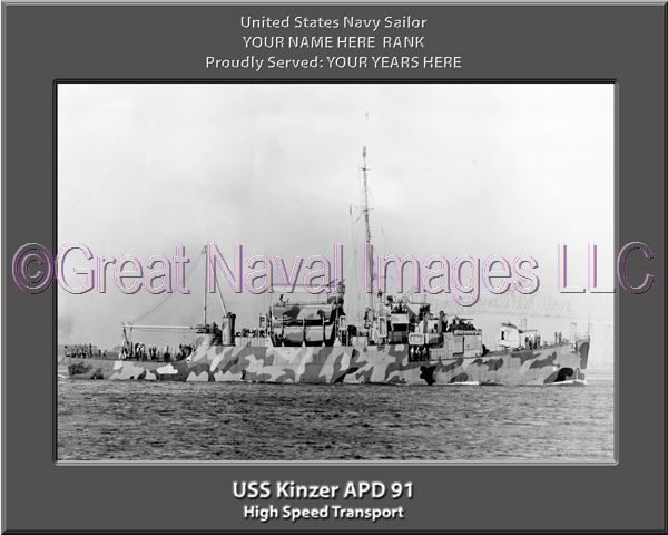 USS Kinzer APD 91 Personalized Navy Ship Photo