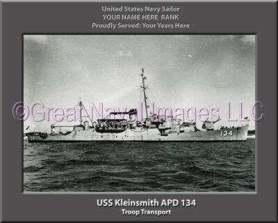 USS Kleinsmith APD 134 Personalized Navy Ship Photo