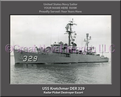 USS Kretchmer DER 329 Personalized Navy Ship Photo