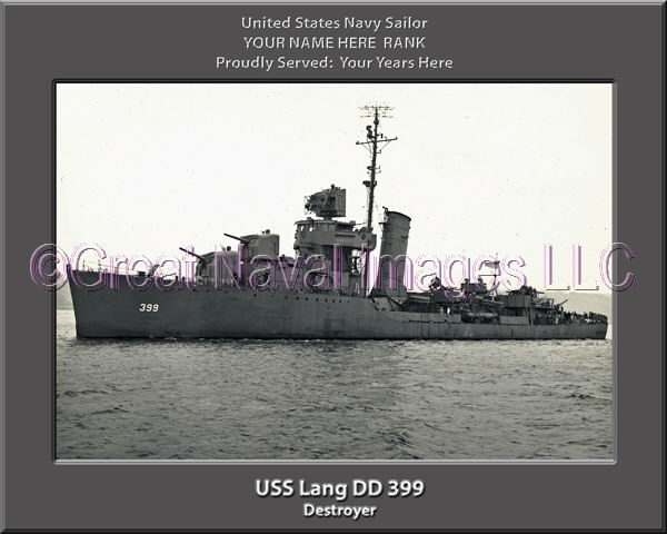 USS Lang DD 399 Personalized Photo on CanvasPersonalized Photo on Canvas