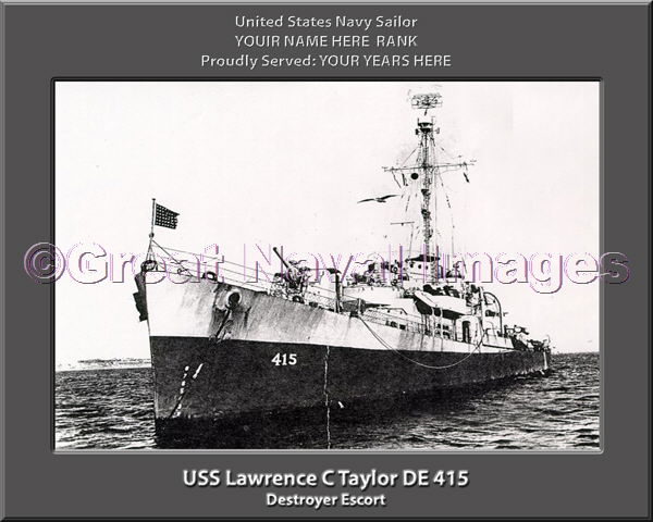 USS Lawrence C Taylor DE 415 Personalized Navy Ship Photo