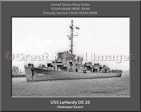 USS LeHardy DE 20 Personalized Navy Ship Photo