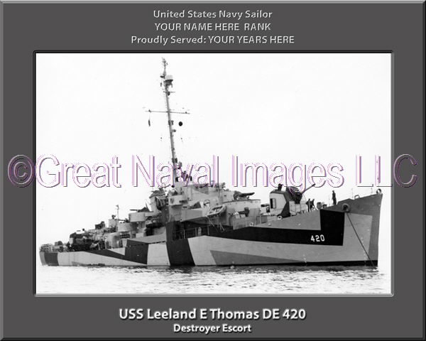 USS Leeland E Thomas DE 420 Personalized Navy Ship Photo