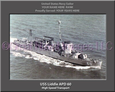 USS Liddle APD 60 Personalized Navy Ship Photo