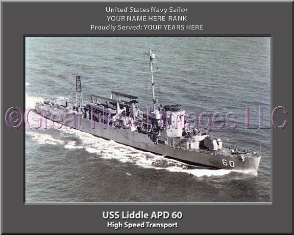 USS Liddle APD 60 Personalized Navy Ship Photo
