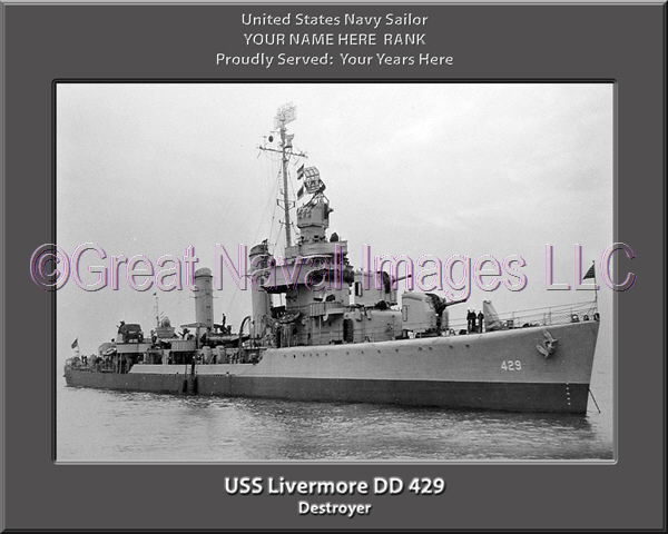 USS Livermore DD 429 Personalized Navy Ship Photo