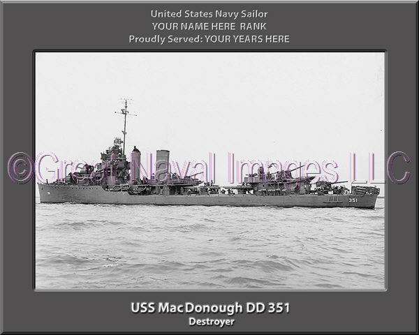 USS Mac Donough DD 351 Personalized Navy Ship Photo