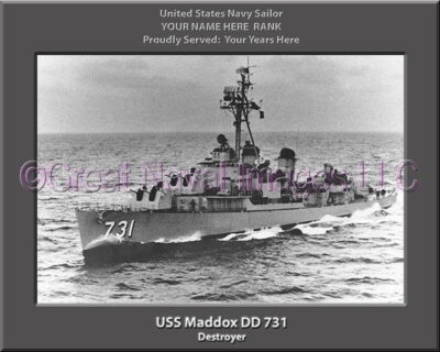 USS Maddox DD 731 Personalized Navy Ship Photo