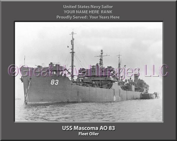 USS Mascoma AO 83 Personalized Navy Ship Photo