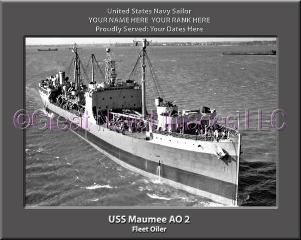 USS Maumee AO 2 Personalized Navy Ship Photo