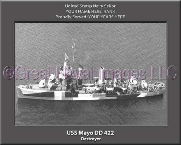 USS Mayo DD 422 Personalized Navy Ship Photo