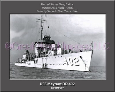 USS Mayrant DD 402 Personalized Navy Ship Photo