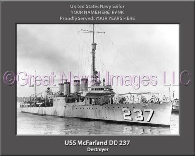 USS McFarland DD 237 Personalized Navy Ship Photo