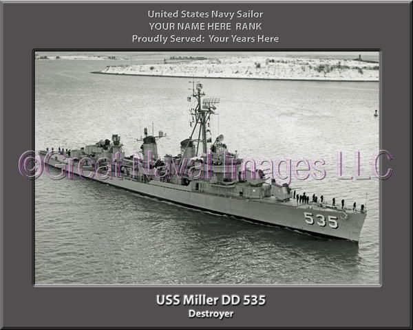 USS Miller DD 535 Personalized Navy Ship Photo