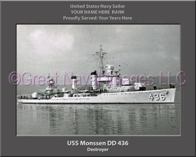 USS Monssen DD 436 Personalized Navy Ship Photo
