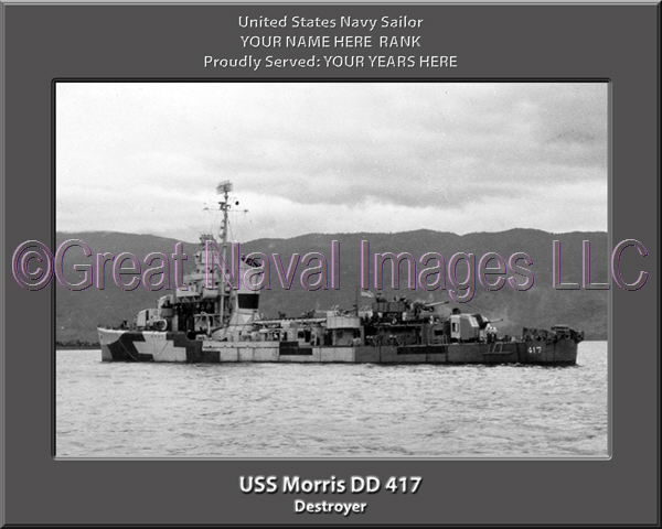 USS Morris DD 417 Personalized Navy Ship Photo