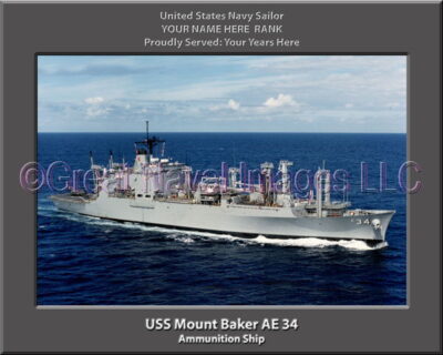 USS Mount Baker AE 34 Personalized Navy Ship Photo