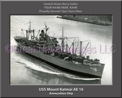 USS Mount Katmai AE 16 Personalized Navy Ship Photo