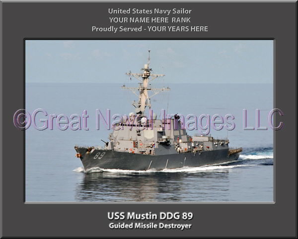 USS Mustin DDG 89 Personalized Navy Ship Photo