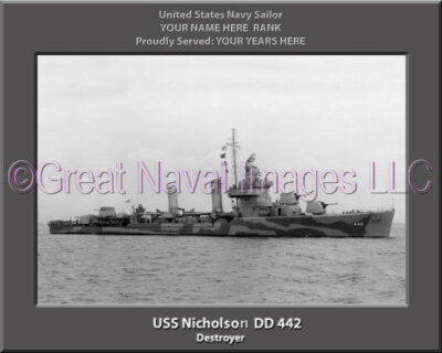 USS Nicholson DD 442 Personalized Navy Ship Photo