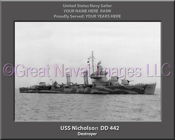 USS Nicholson DD 442 Personalized Navy Ship Photo