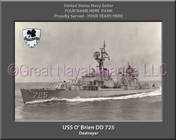USS O'Brien DD 725 Personalized Navy Ship Photo