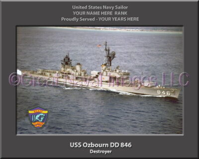 USS Ozbourn DD 846 Personalized Navy Ship Photo