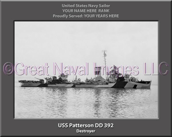 USS Patterson DD 392 Personalized Navy Ship Photo