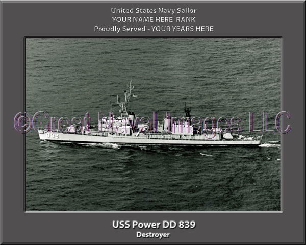 USS Power DD 839 Personalized Navy Ship Photo