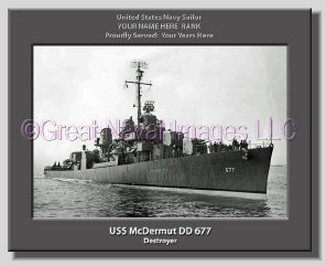 USS Mcdermut DD 677 Personalized Navy Ship Photo