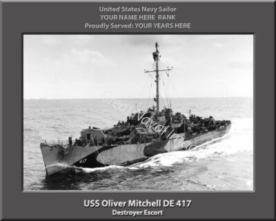 USS Oliver Mitchell DE 417 Personalized Navy Ship Photo