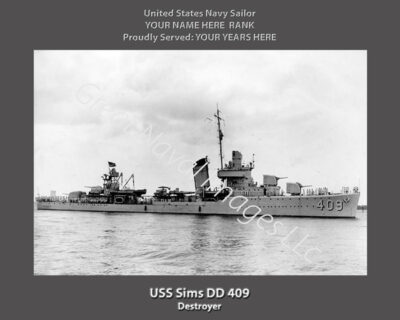 USS Sims DD 409 Personalized Navy Ship Photo