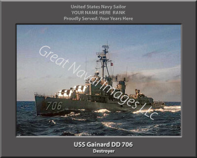 USS Gainard DD 706 Personalized Navy Ship Photo