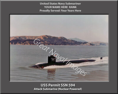 USS Permit SSN 594 Personalized Navy Submarine Photo