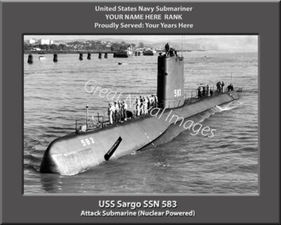 USS Sargo SSN 583 Personalized Navy Submarine Photo