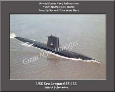 USS Sea Leopard SS 483 Personalized Navy Submarine Photo