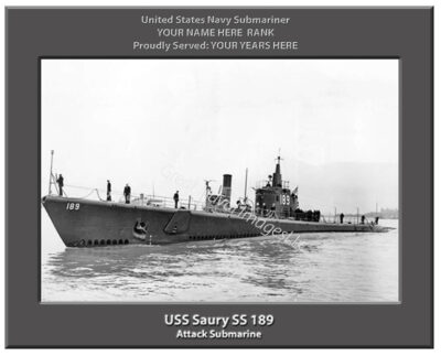 USS Saury SS 189 Personalized Navy Submarine Photo