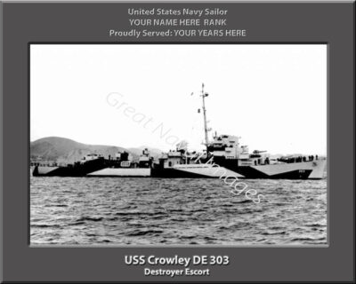 USS Crowley DE 303 Personalized Navy Ship Photo