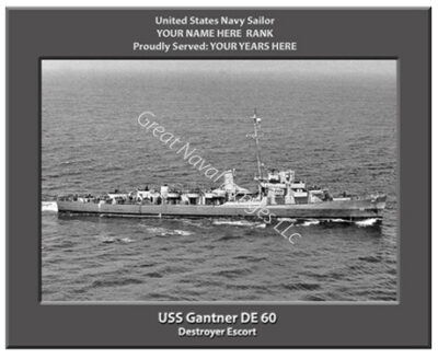 USS Gantner DE 60 Personalized Navy Ship Photo