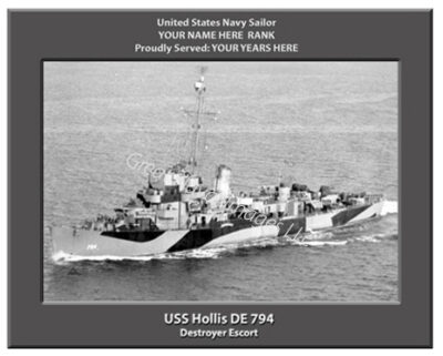 USS Hollis DE 794 Personalized Navy Ship Photo